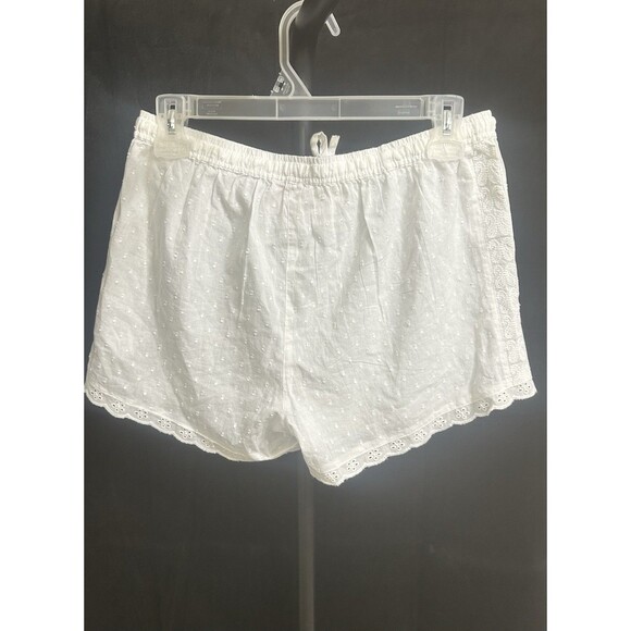 Marina Luna Womens S Eyelet Embroidered White PJ Shorts or Swim cover Shorts NWT - Picture 11 of 12